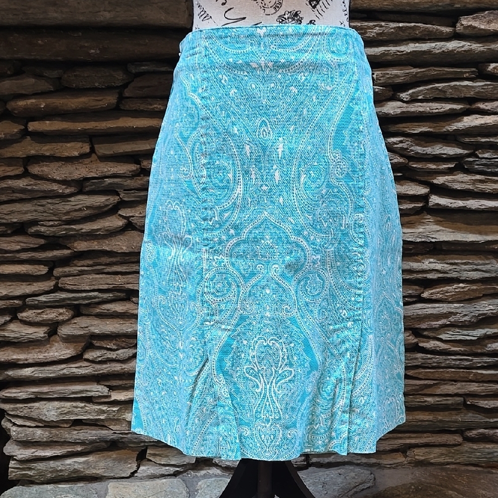 Size 12 - Talbots Blue Paisley Skirt